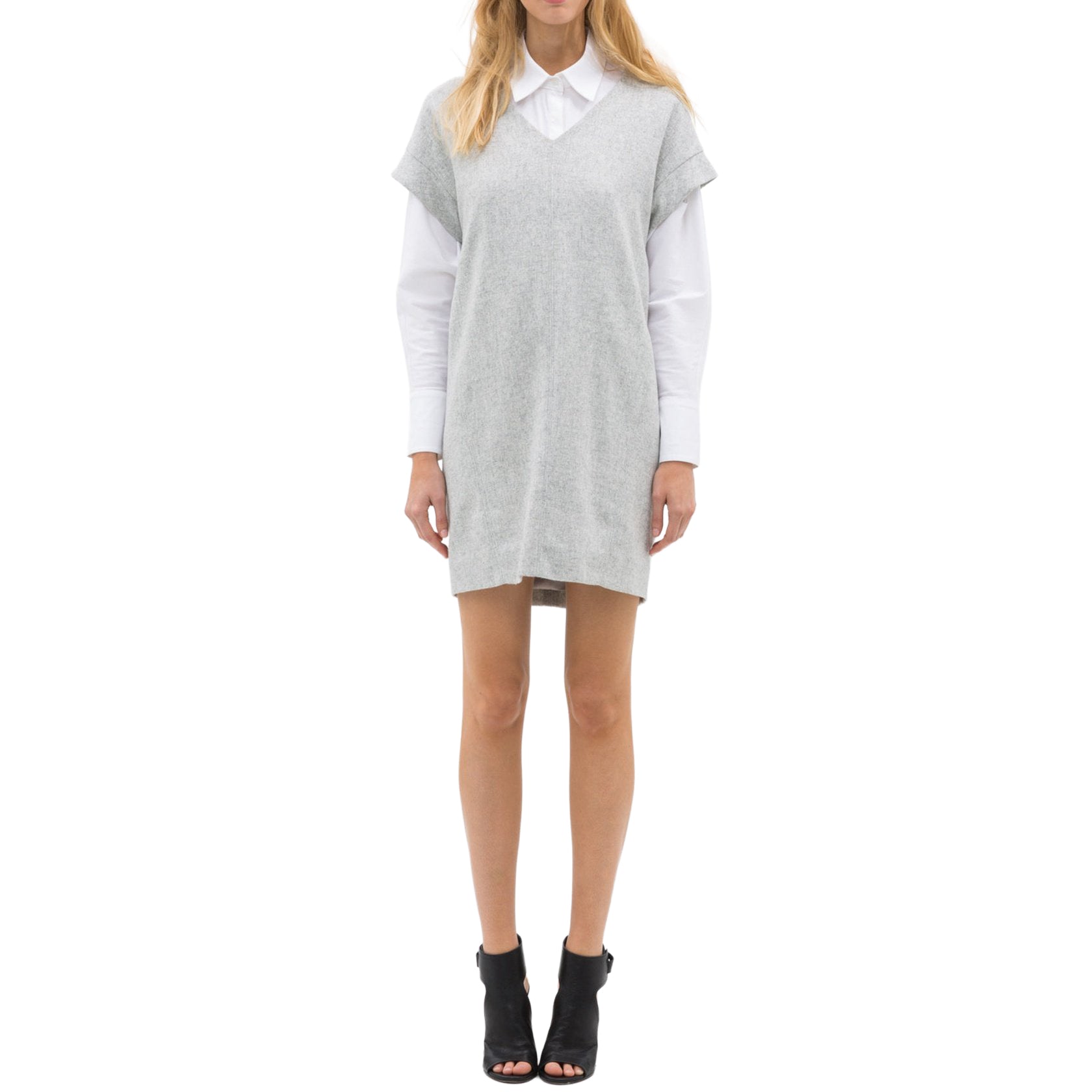 Women's Casual Heather Grey V-Neck Dress